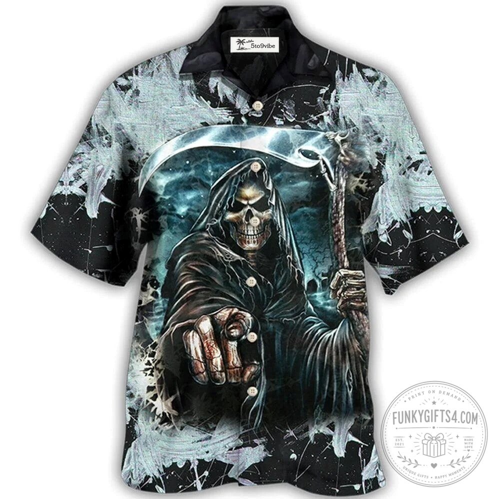 Grim Reaper Scythe Dark Skull Halloween Hawaiian Shirt