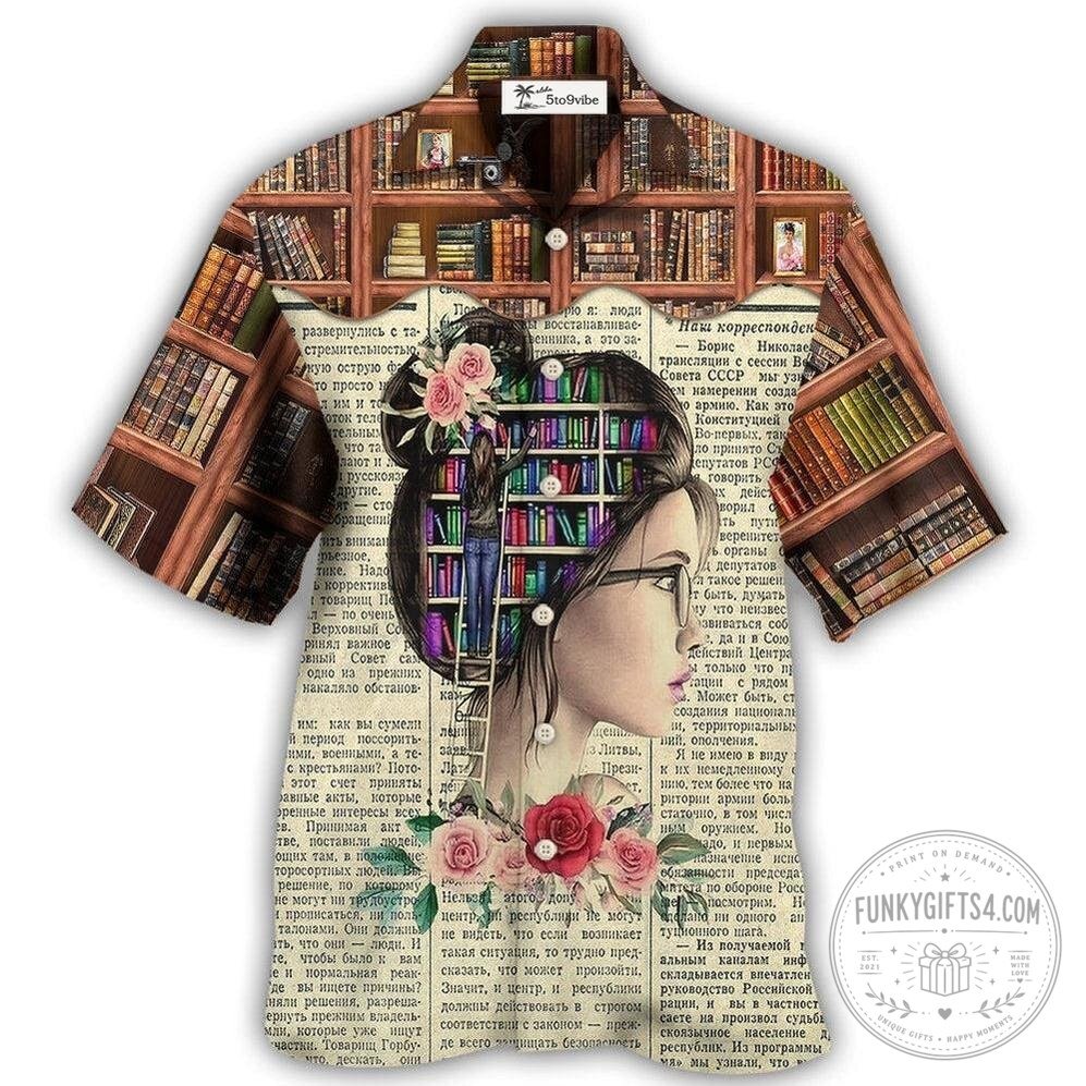 Book Lover And Into The Bookstore I Go Reading Woman Hawaiian Shirt