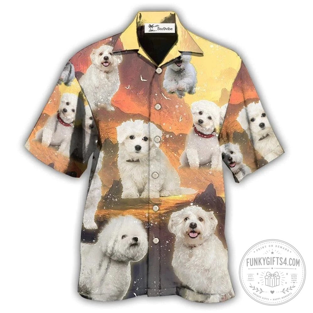 Bichon Frise Dog Lovely Sunset Hawaiian Shirt