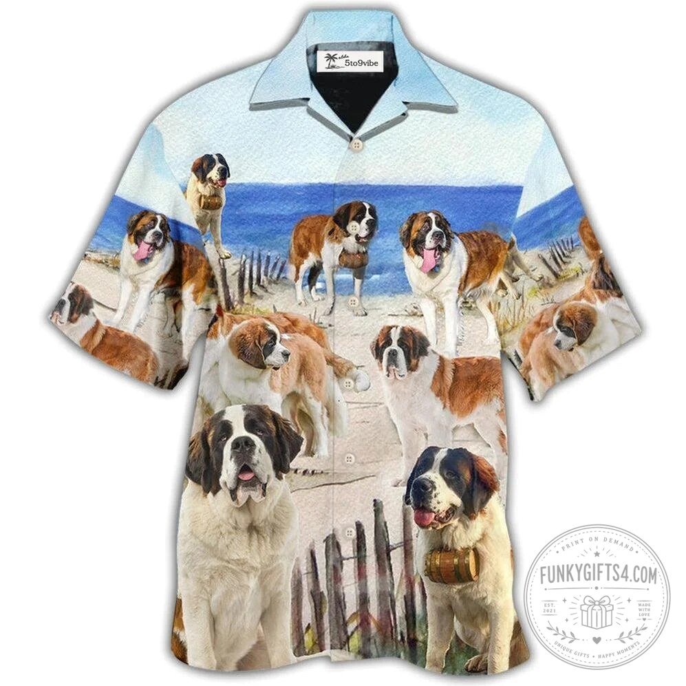 Saint Bernard Dog Beach Summer Funny Hawaiian Shirt