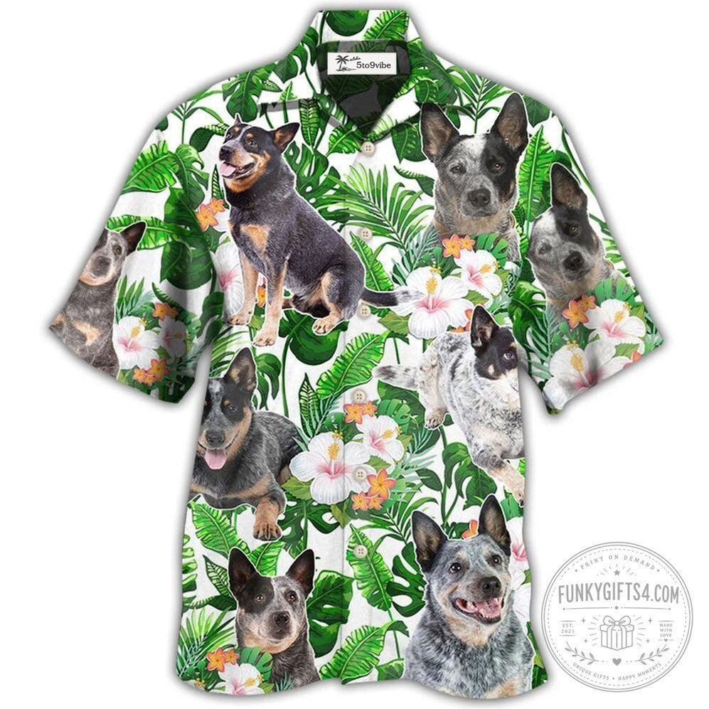 Australian Cattle Dog Tropical Floral Print Hawaiian Shirt