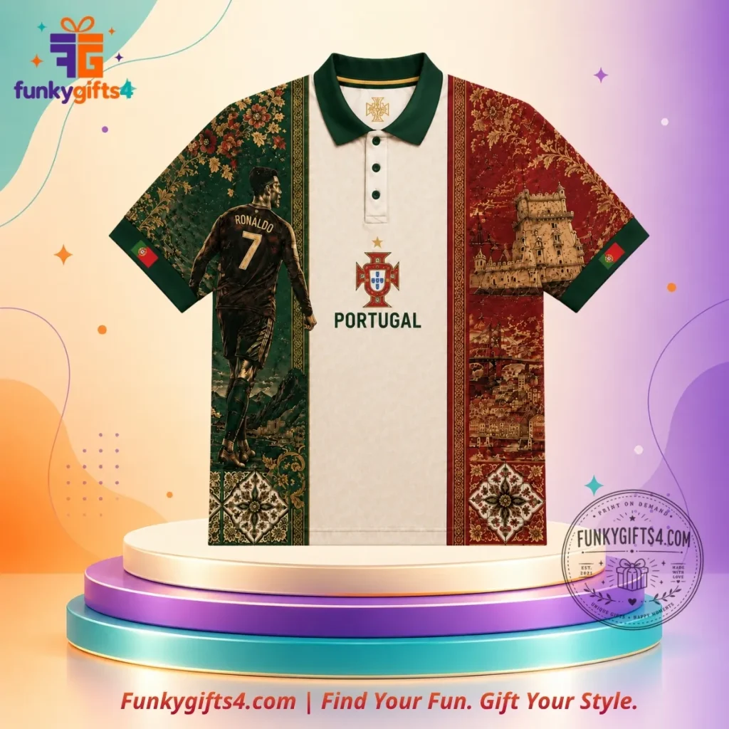 Cristiano Ronaldo x Portugal #7 Portuguese Tapestry Cream Vintage Tribute Polo Shirt