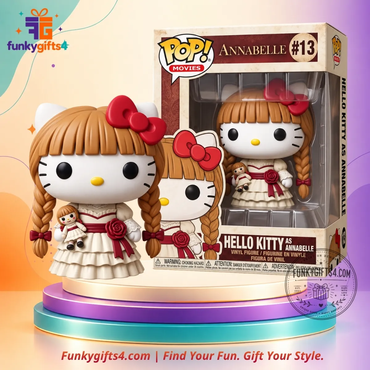 Hello Kitty x Annabelle #13 Concept Funko Pop Style Vinyl Figure Horror Collectible