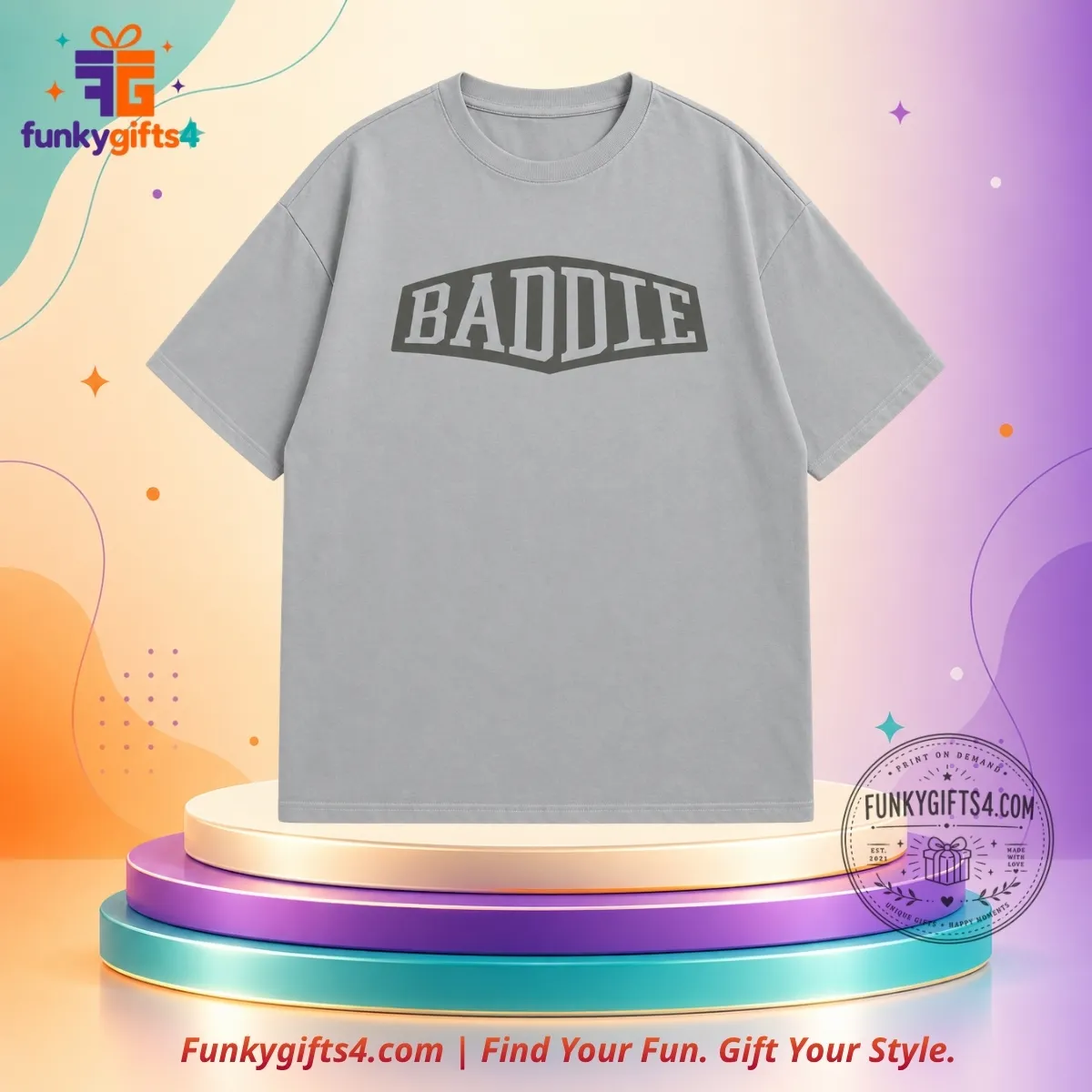 Grand Theft Auto VI x Lucia Baddie Light Gray Varsity Graphic T-Shirt
