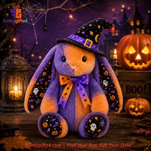 Jellycat x Spooky Pumpkin Halloween Witch Purple Orange Bunny Plush Doll with Bow Tie & Witch Hat 8 Jellycat x Spooky Pumpkin Halloween Witch Purple Orange Bunny Plush Doll with Bow Tie & Witch Hat
