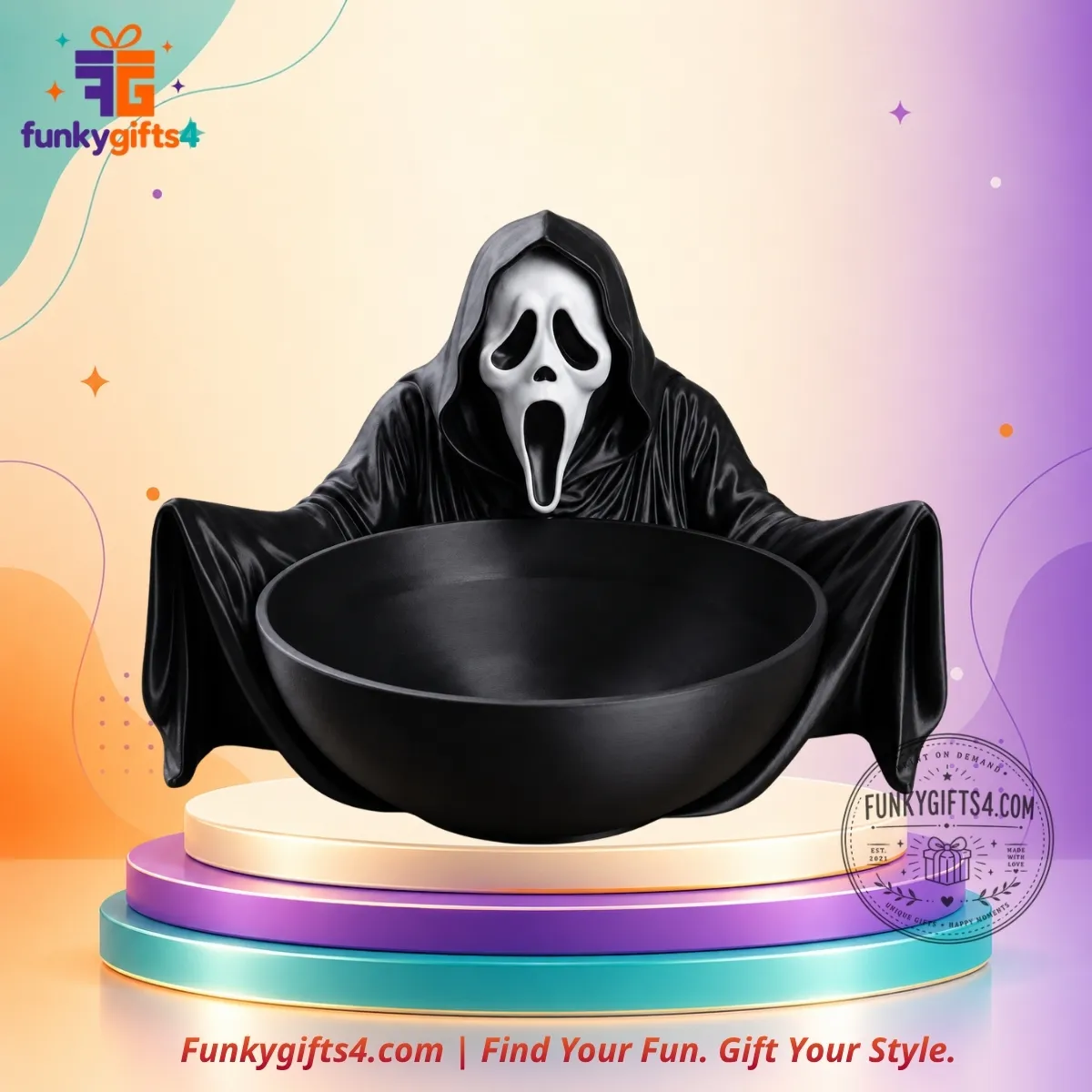 Ghostface x Scream 3D Printed Black Candy Bowl Halloween Horror Decorative Holder