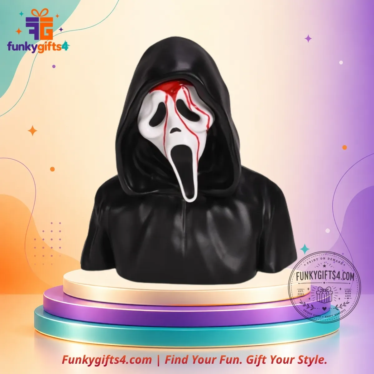 Scream 7 Ghostface Bloody Mask 3D Bust Popcorn Bucket Horror Movie Collectible