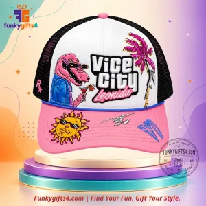 GTA6 Grand Theft Auto VI x New Era Vice City Leonida Pink Alligator Embroidered Trucker Snapback Cap 2026
