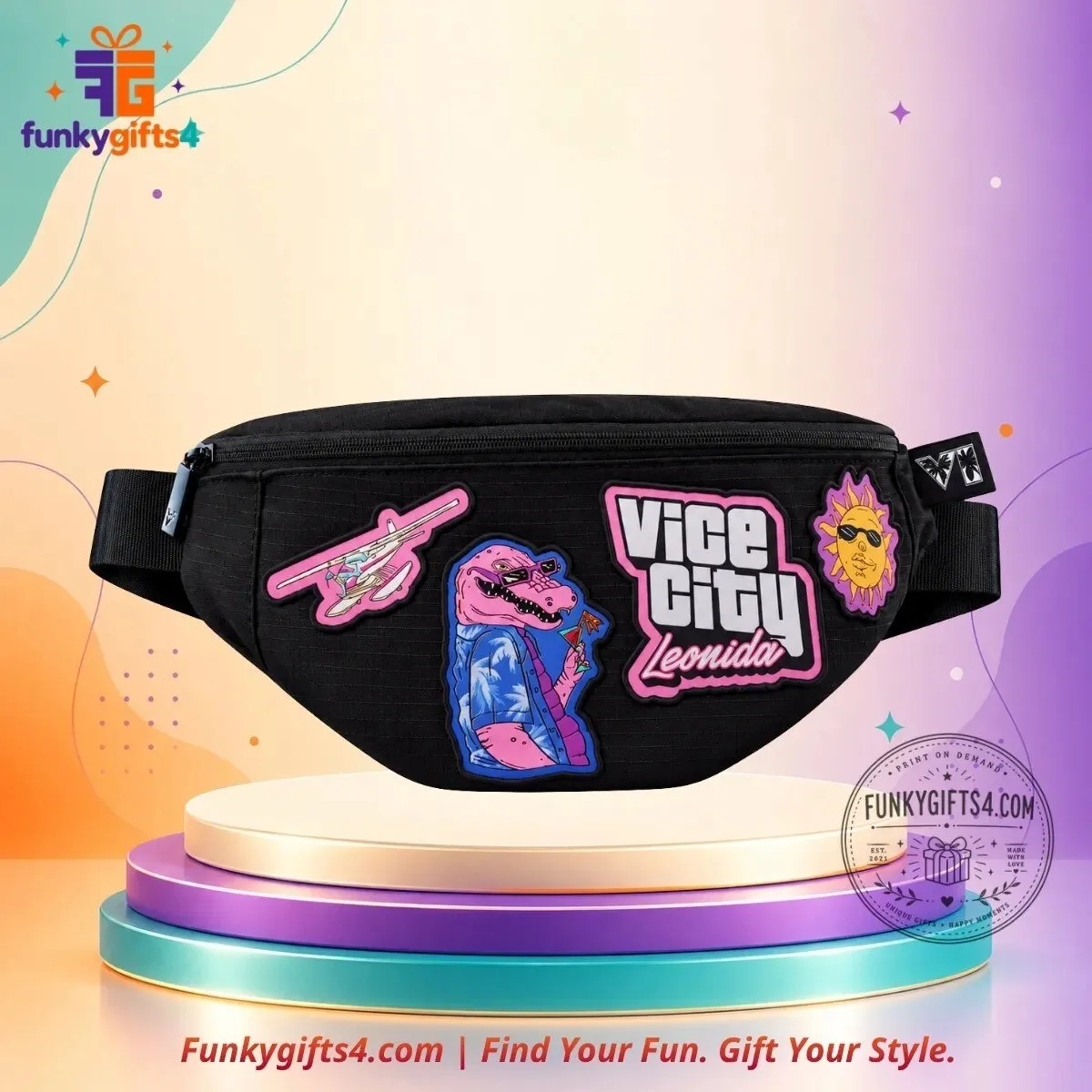 GTA 6 Grand Theft Auto VI x Rockstar Games Leonida Keys Vice City Black Patch Crossbody Bag 2026