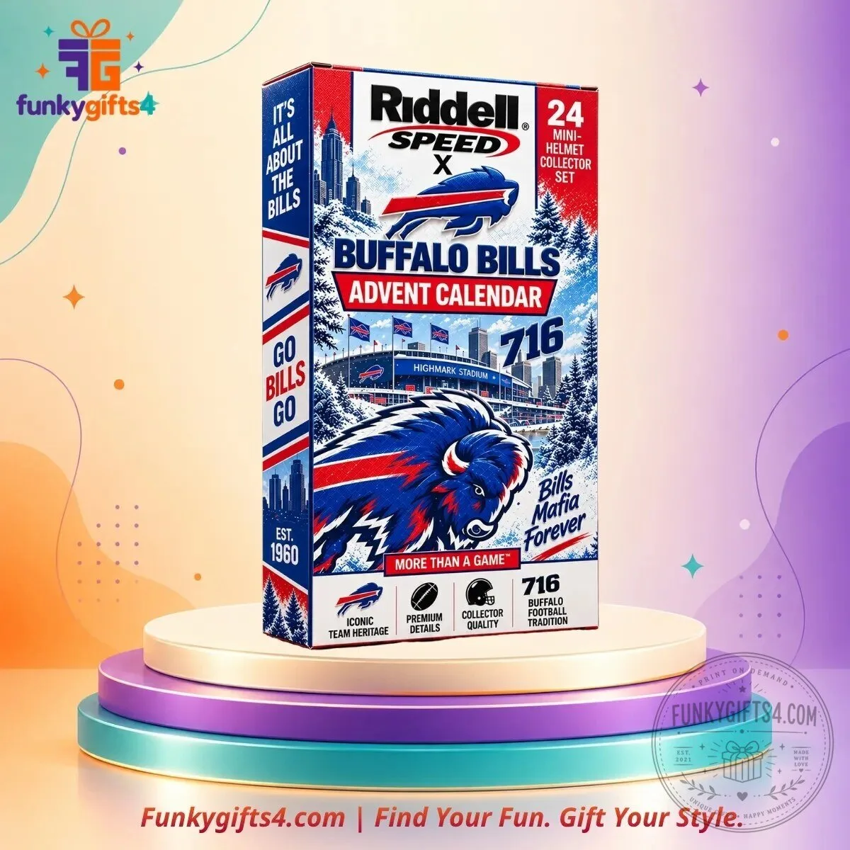 Riddell x Buffalo Bills 24 Mini Football Helmet Collector Set Advent Calendar 2026