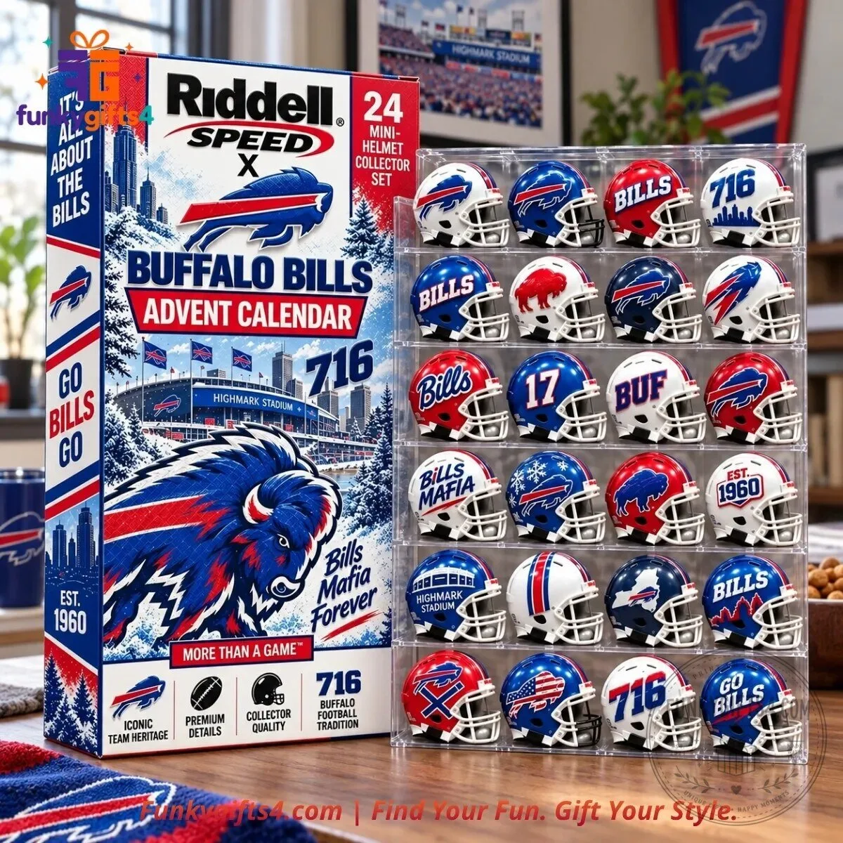 Riddell x Buffalo Bills 24 Mini Football Helmet Collector Set Advent Calendar 2026 11 Riddell x Buffalo Bills 24 Mini Football Helmet Collector Set Advent Calendar 2026
