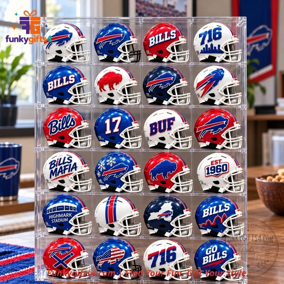 Riddell x Buffalo Bills 24 Mini Football Helmet Collector Set Advent Calendar 2026 12 Riddell x Buffalo Bills 24 Mini Football Helmet Collector Set Advent Calendar 2026