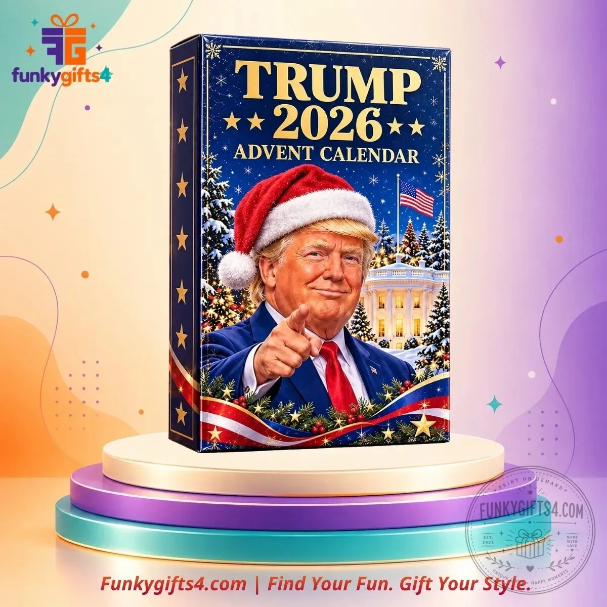Donald Trump x Christmas 24-Piece Acrylic Caricature Ornament Advent Calendar 2026