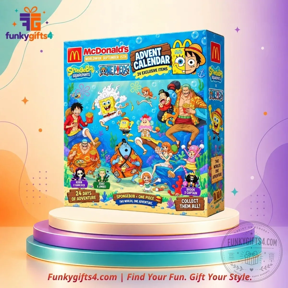 SpongeBob SquarePants x One Piece x McDonald’s Inspired 24-Piece Acrylic Character Advent Calendar 2026