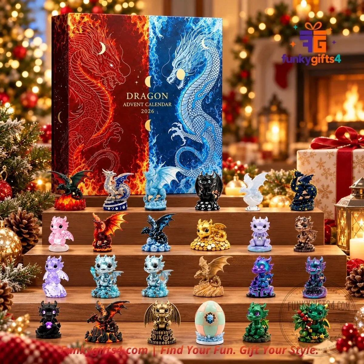 Dragon x Christmas 24-Day Fire & Ice Fantasy Collectible Mini Figure Advent Calendar 2026
