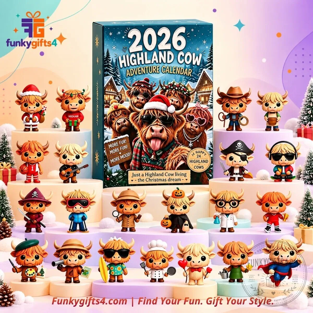 Highland Cow x Christmas Countdown 24-Day Costume Cow Mini Figure Advent Calendar 2026