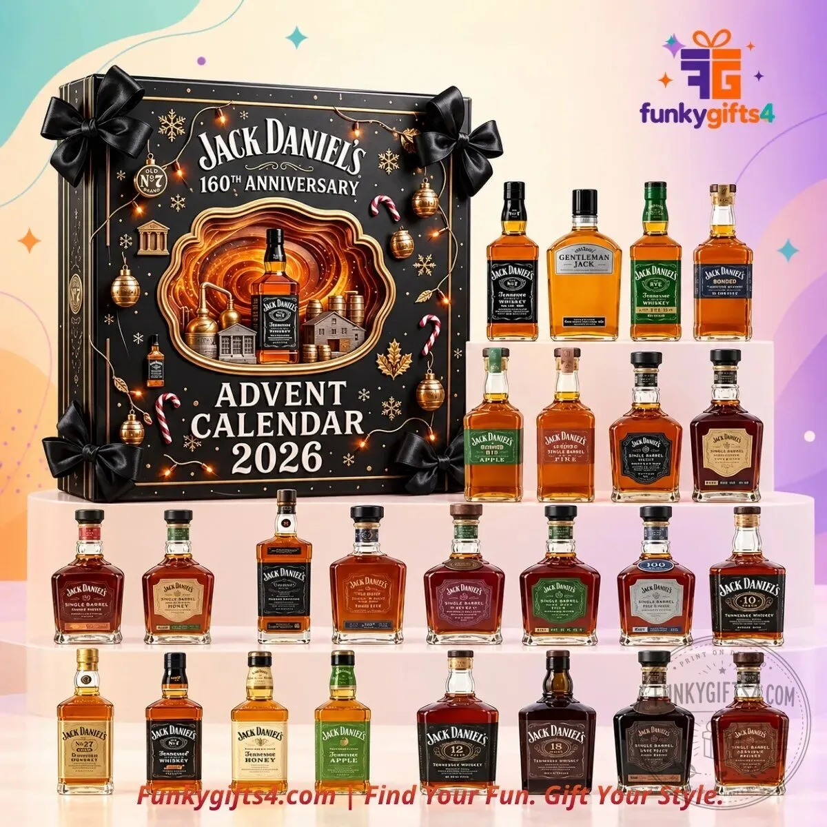 Jack Daniel's x Christmas 160th Anniversary 24-Day Mini Whiskey Bottle Advent Calendar 2026