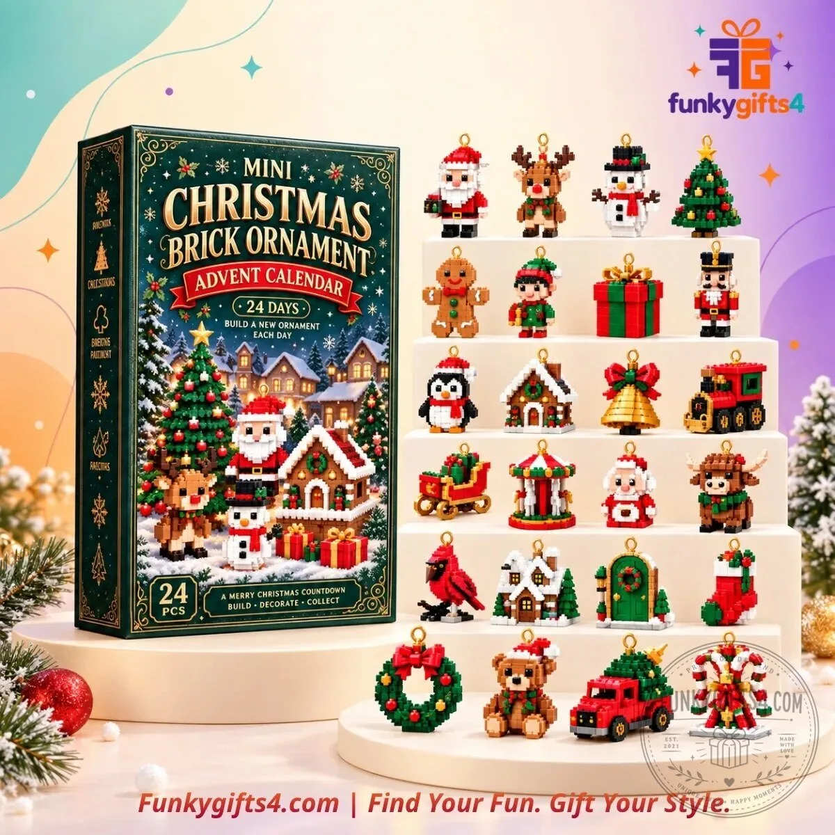 Christmas x 24-Day Mini Building Brick Ornament Advent Calendar 2026