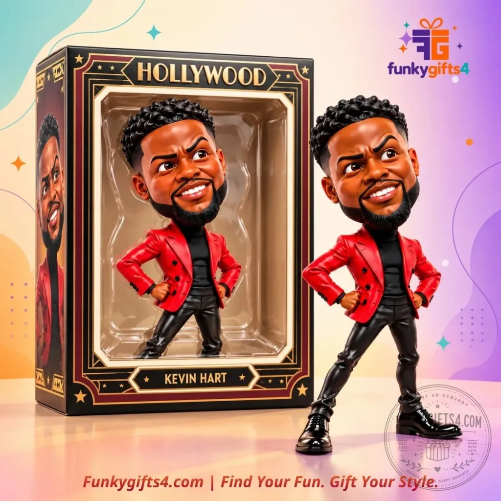 "Collectible Bobblehead Concepts: Kevin Hart, The Rock, Ghost Face" 28 Kevin Hart x Stand Up Comedy Red Blazer Caricature Bobblehead Style Collectible Figure Concept