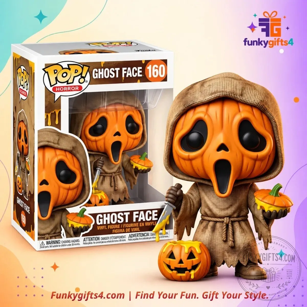 Ghost Face x Halloween Pumpkin Burlap Slime Horror Vinyl Collectible Figure Concept