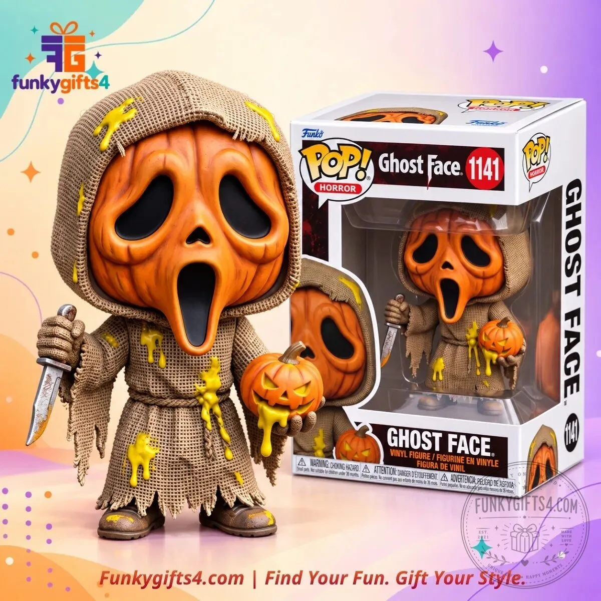 Ghost Face x Halloween Pumpkin Scarecrow Slime Horror Vinyl Collectible Figure Concept