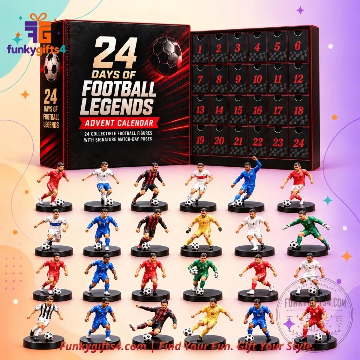 Football Legends Christmas 24-Day Soccer Player Mini Figure Advent Calendar Collectible Set 2026
