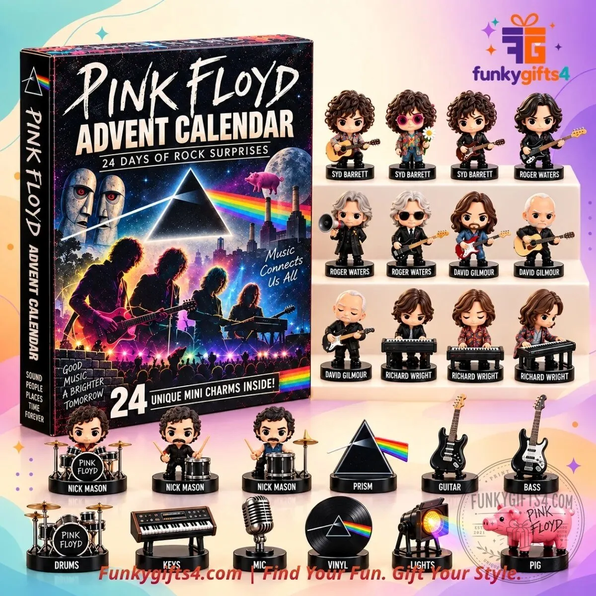Pink Floyd Christmas 24-Day Rock Band Mini Figure Advent Calendar – Dark Side of the Moon Music Collectible Set Concept 2026