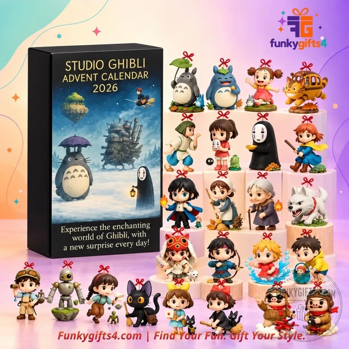 Studio Ghibli Christmas 24-Day Chibi Character Mini Figure Collection with Totoro, No-Face, Howl, Kiki & Ponyo Advent Calendar 2026