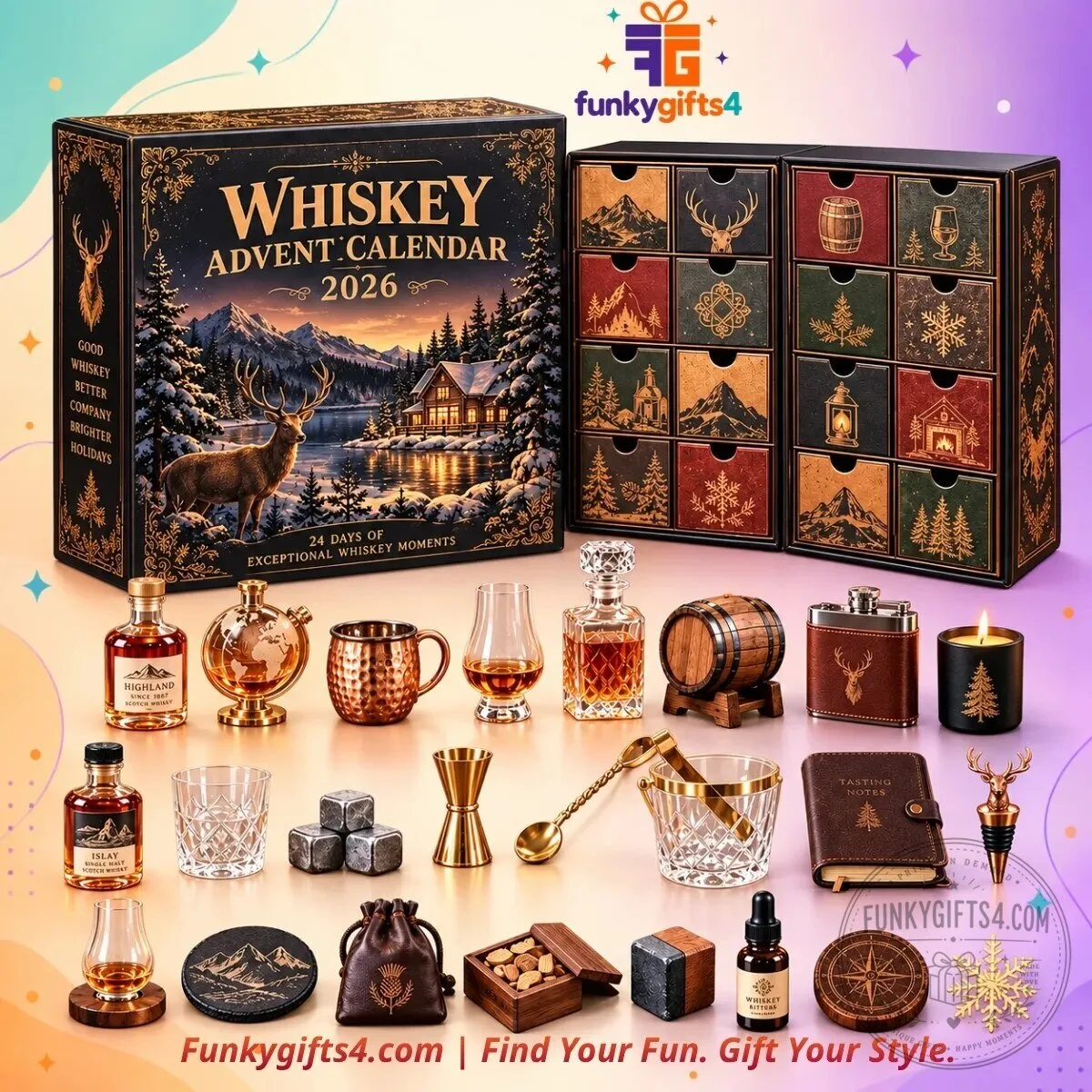 Whiskey Christmas 24-Day Tasting & Premium Barware Gift Collection Advent Calendar 2026