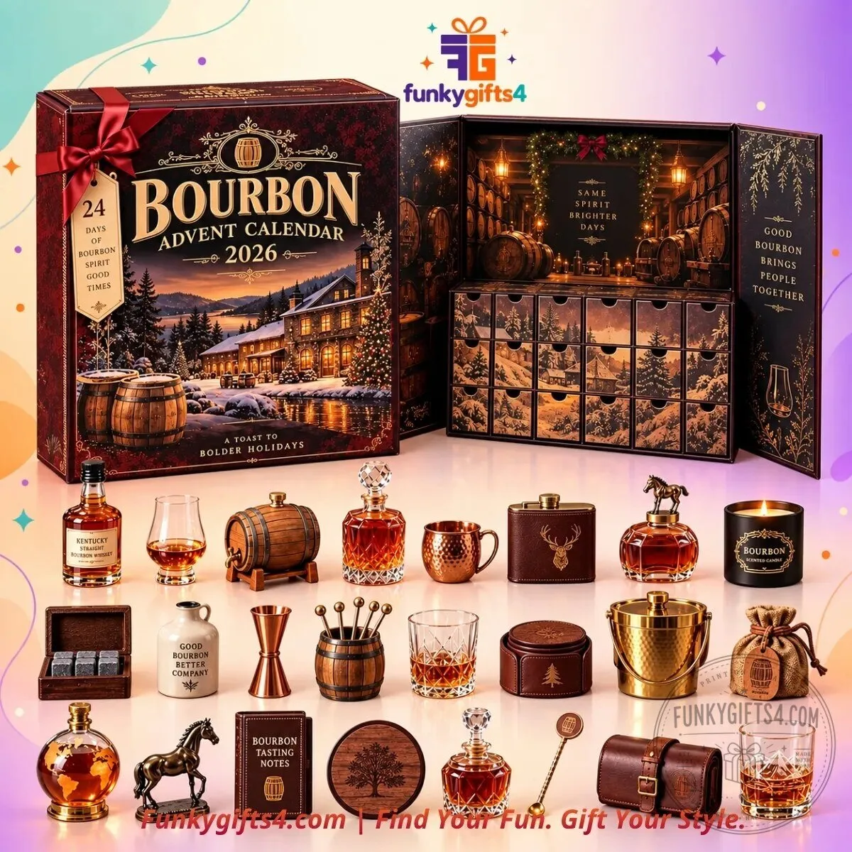 Bourbon Christmas 24-Day Tasting & Distillery Barware Gift Collection Advent Calendar 2026